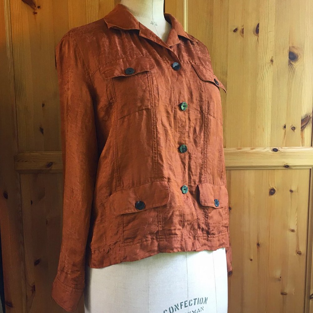 Copper Linen/Silk Blend Jacket Jean Jacket Style